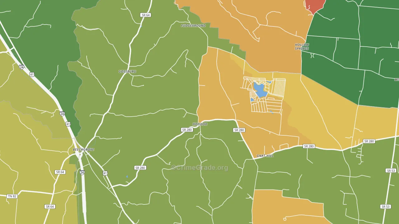 37018, TN Map of Drug-Related Crime Rates