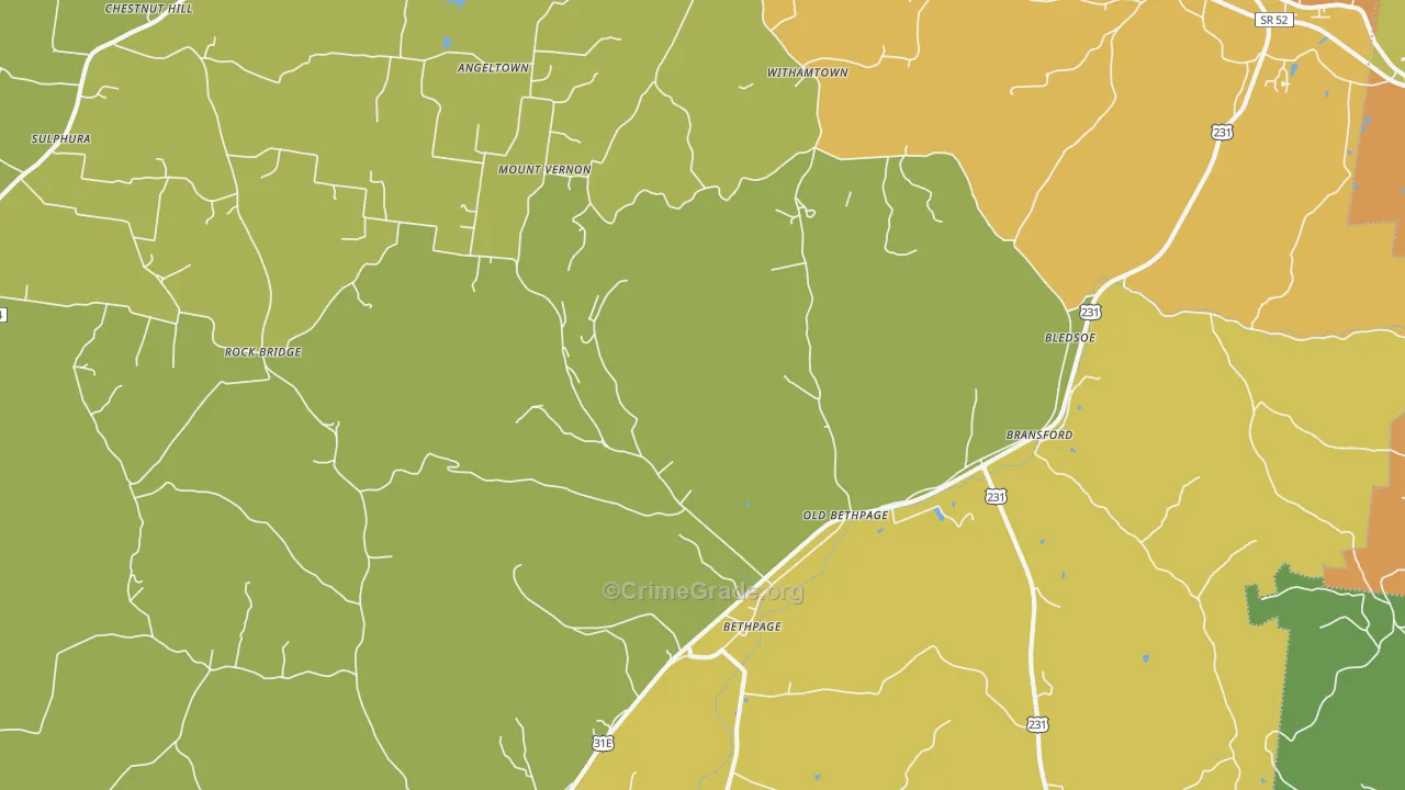 37022, TN Map of Drug-Related Crime Rates
