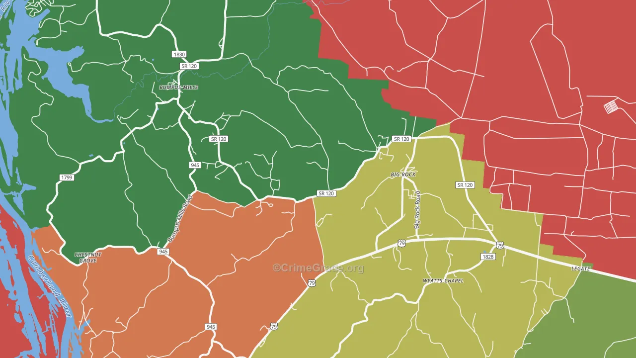 37023, TN Map of Drug-Related Crime Rates
