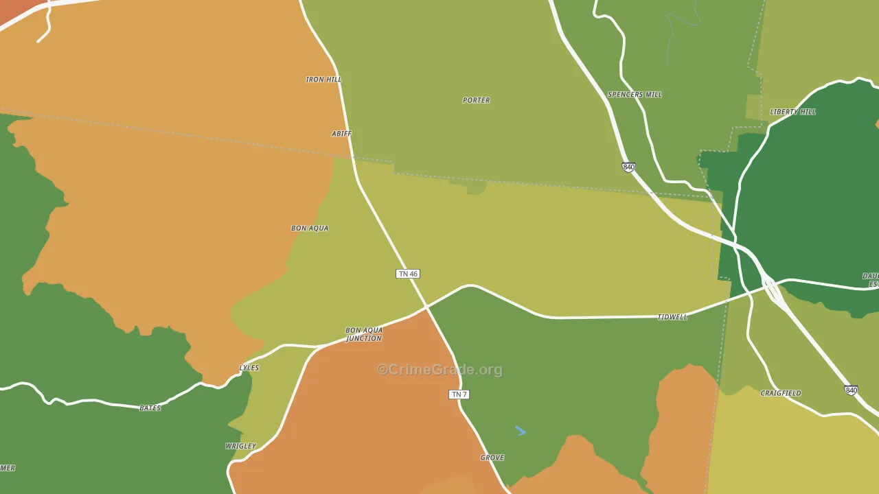 37025, TN Map of Drug-Related Crime Rates