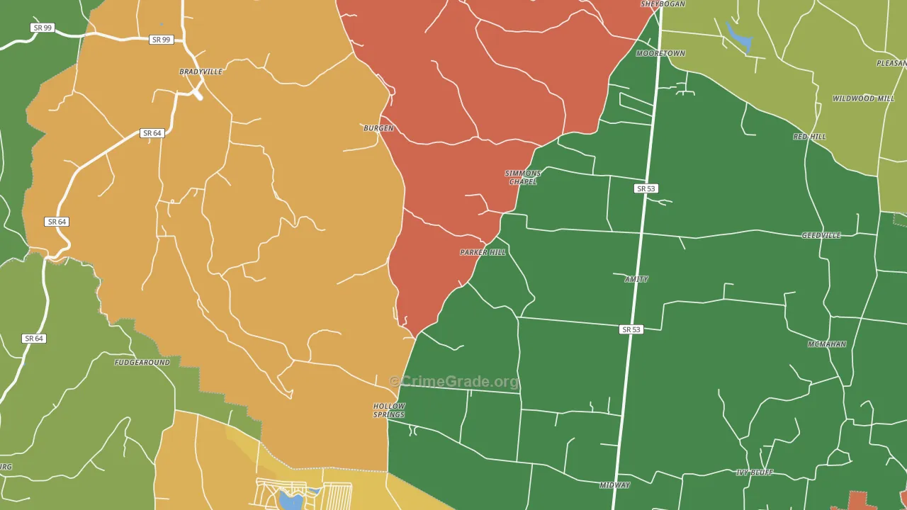 37026, TN Map of Drug-Related Crime Rates