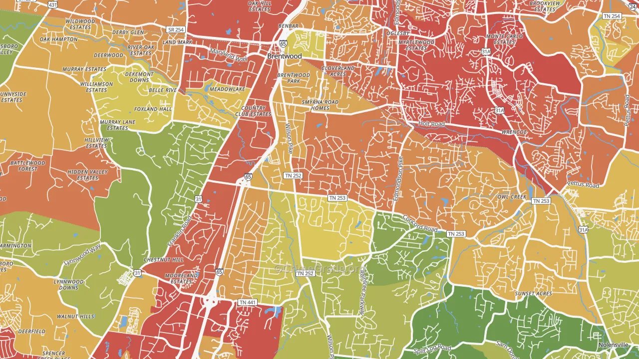 37027, TN Map of Drug-Related Crime Rates