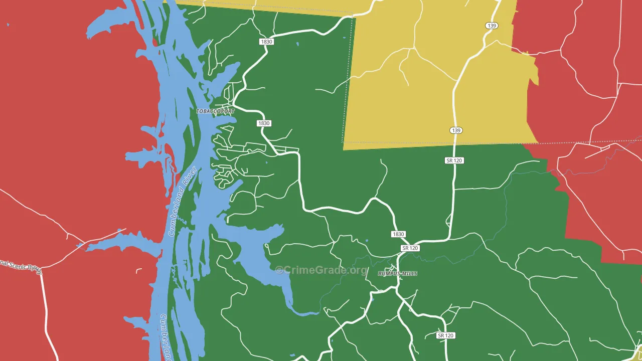 37028, TN Map of Drug-Related Crime Rates