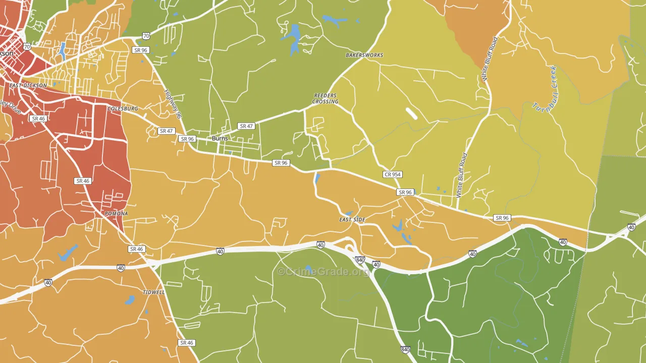 37029, TN Map of Drug-Related Crime Rates