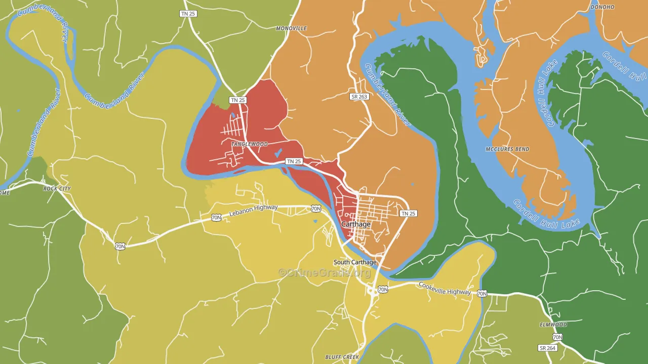 37030, TN Map of Drug-Related Crime Rates