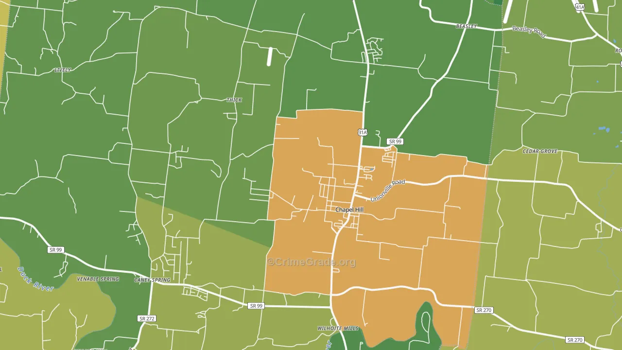 37034, TN Map of Drug-Related Crime Rates