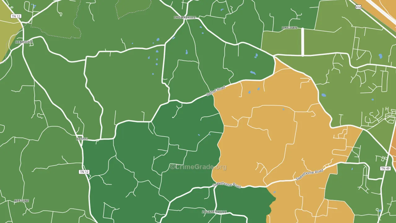 37035, TN Map of Drug-Related Crime Rates