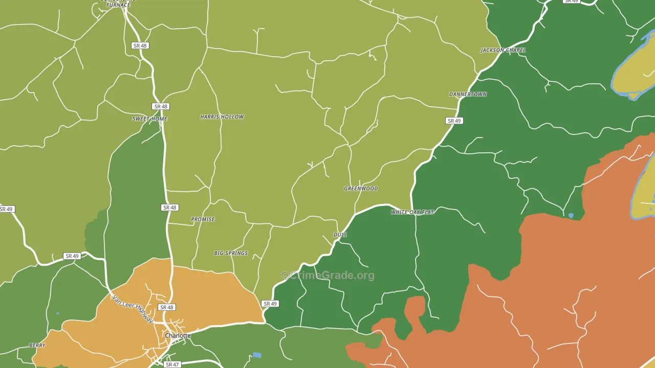 37036, TN Map of Drug-Related Crime Rates