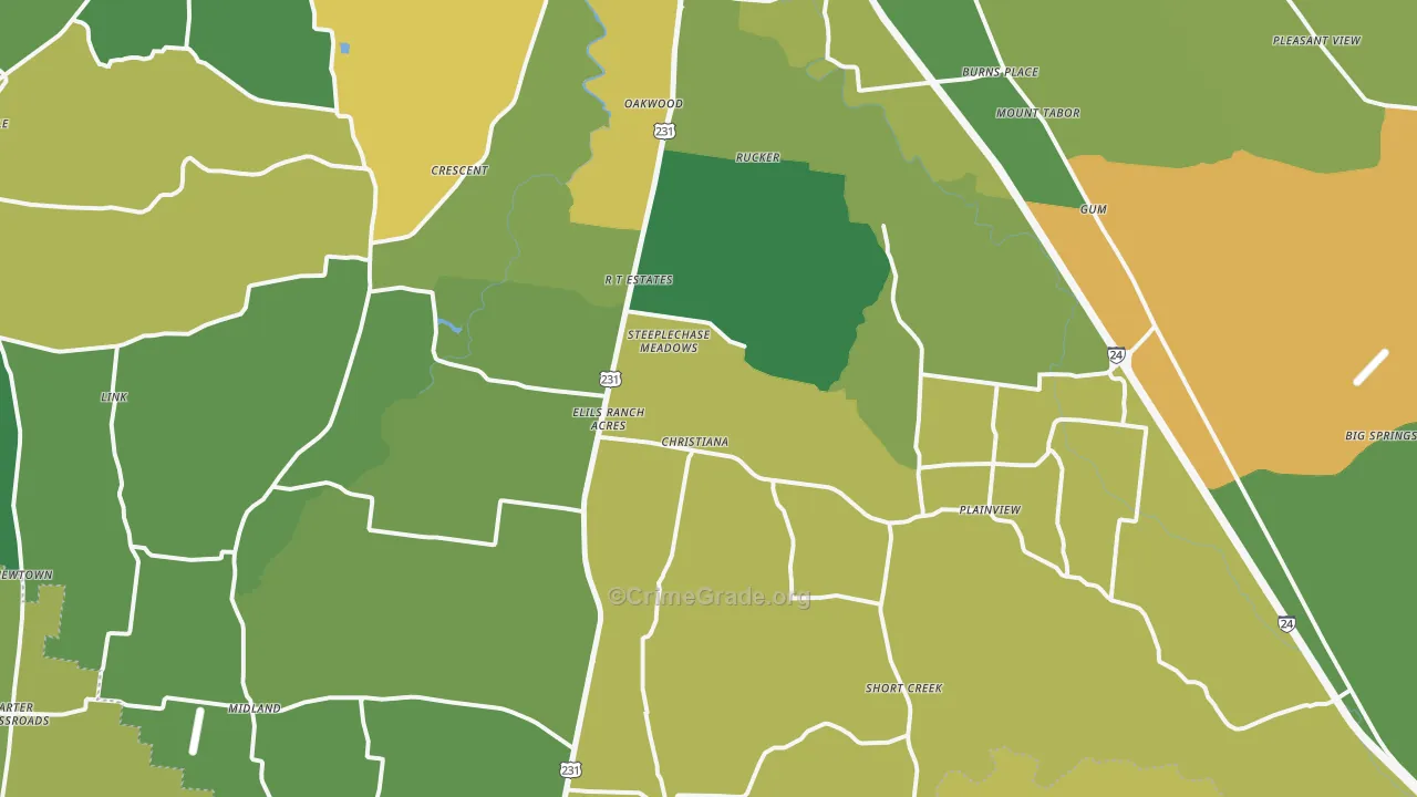 37037, TN Map of Drug-Related Crime Rates