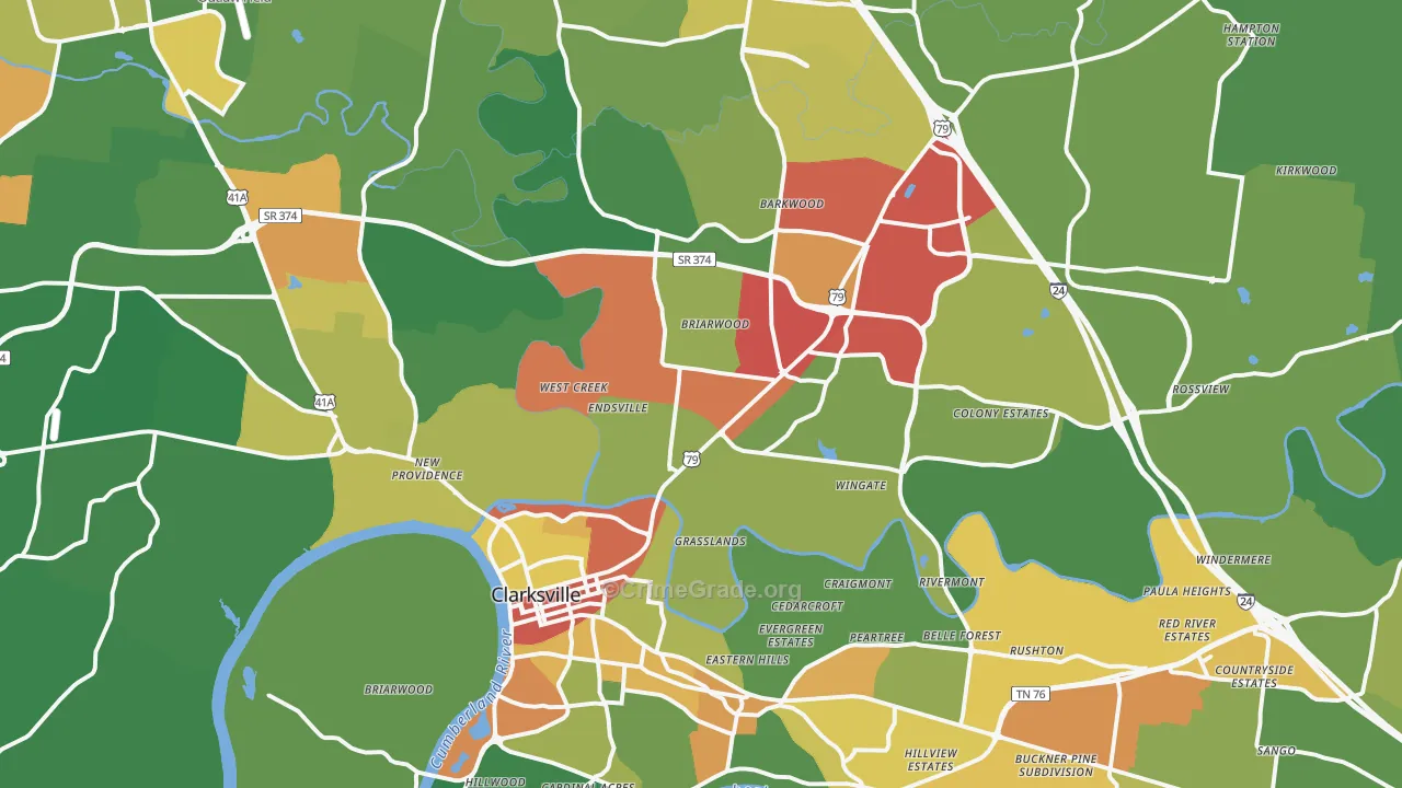 37040, TN Map of Drug-Related Crime Rates