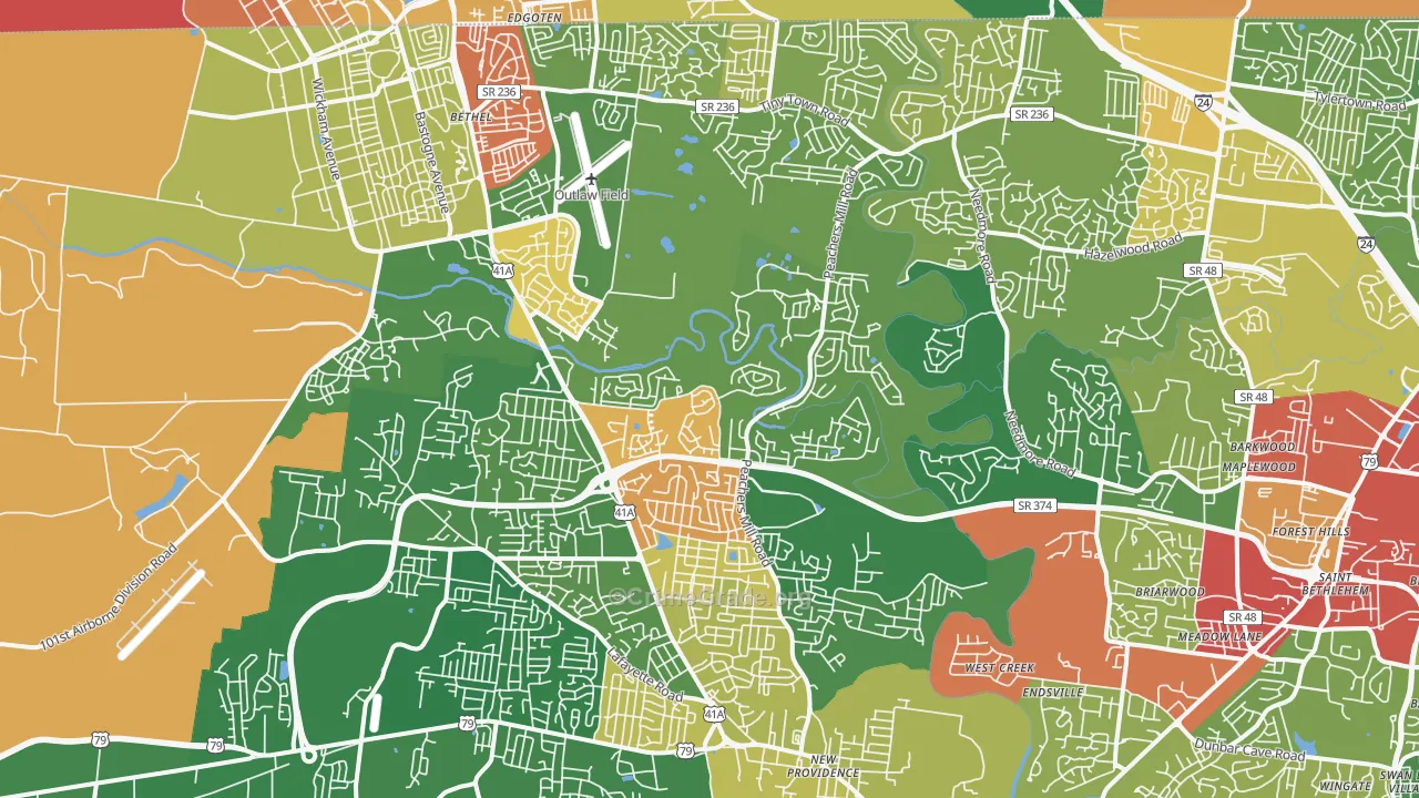 37042, TN Map of Drug-Related Crime Rates