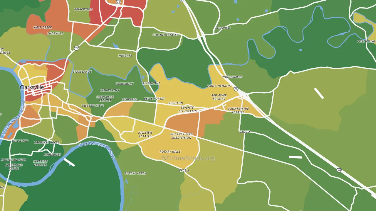 37043, TN Map of Drug-Related Crime Rates