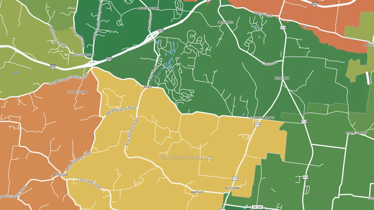 37046, TN Map of Drug-Related Crime Rates