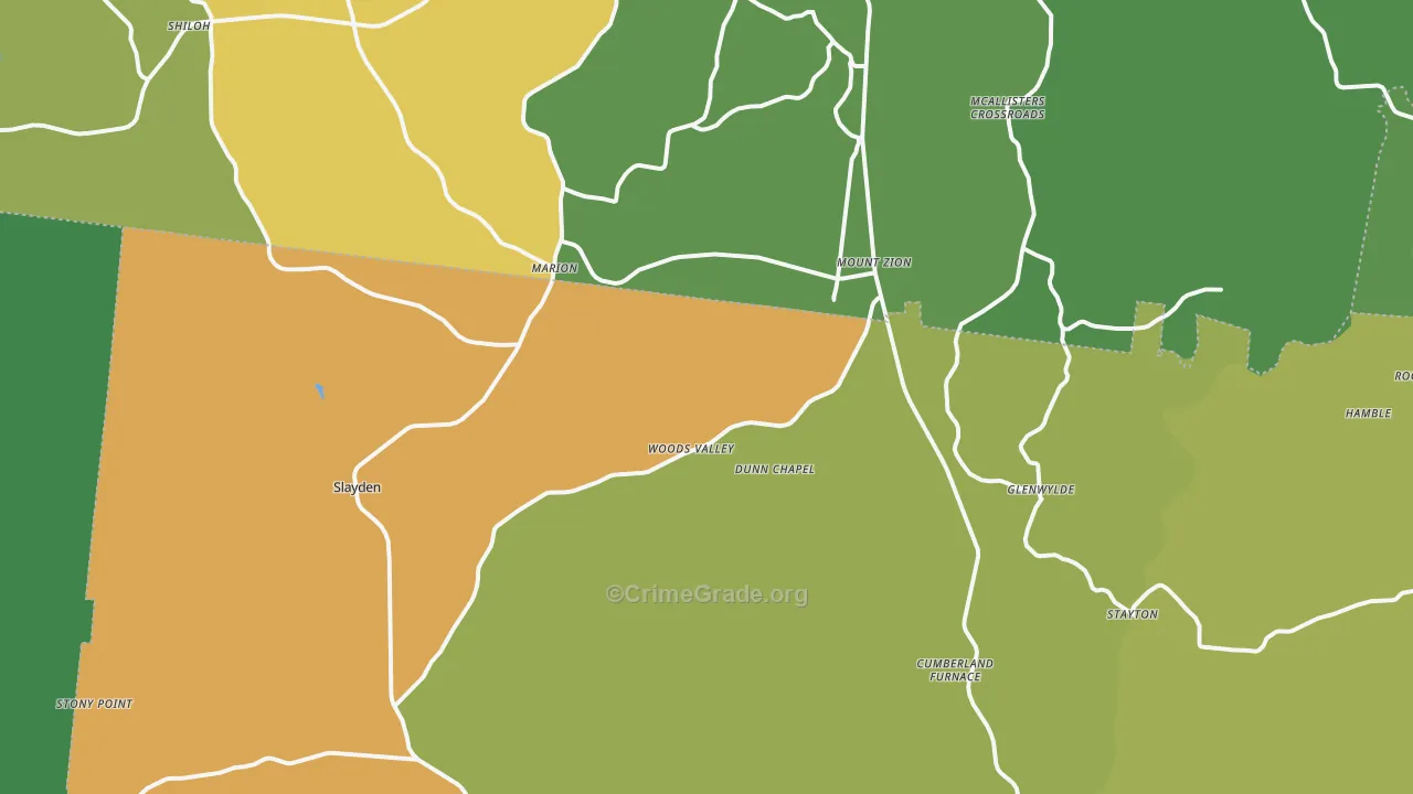 37051, TN Map of Drug-Related Crime Rates
