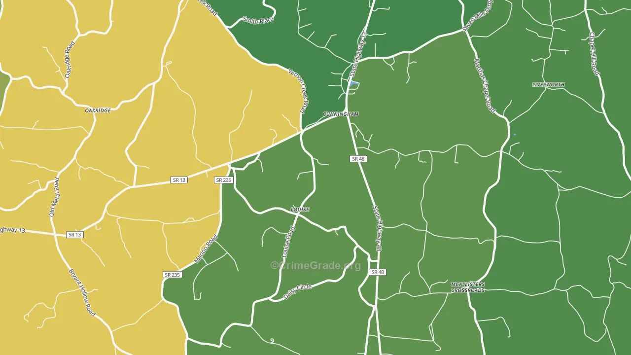 37052, TN Map of Drug-Related Crime Rates