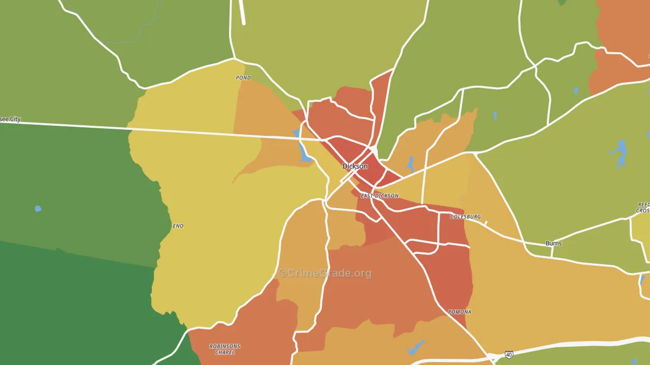 37055, TN Map of Drug-Related Crime Rates