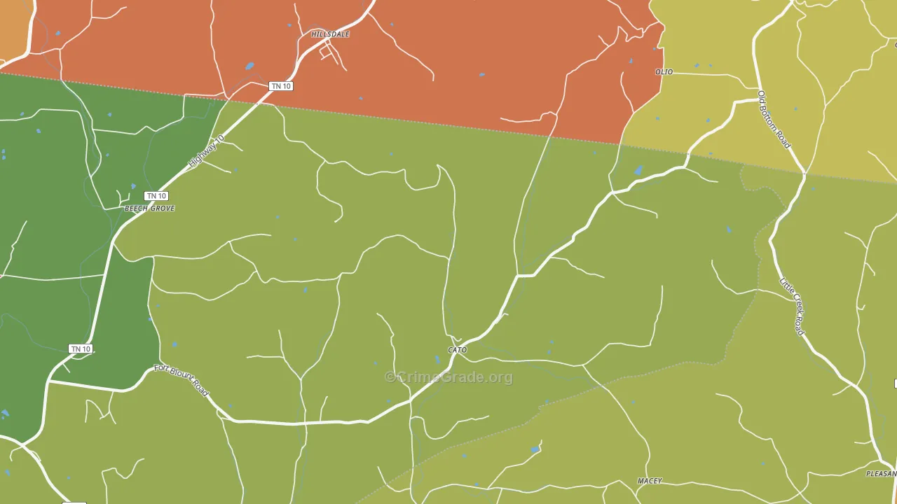 37057, TN Map of Drug-Related Crime Rates