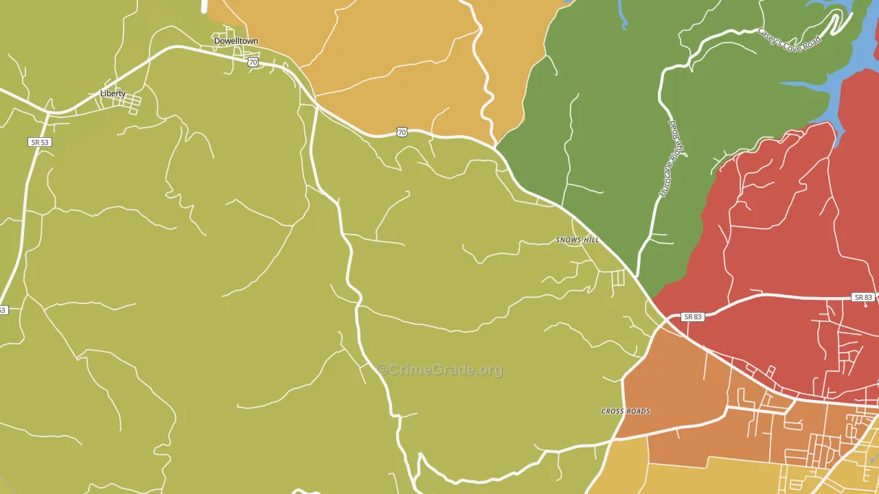 37059, TN Map of Drug-Related Crime Rates