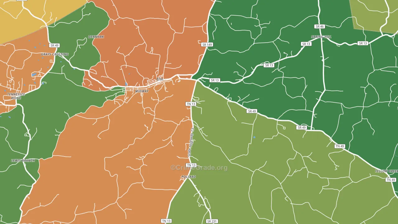37061, TN Map of Drug-Related Crime Rates