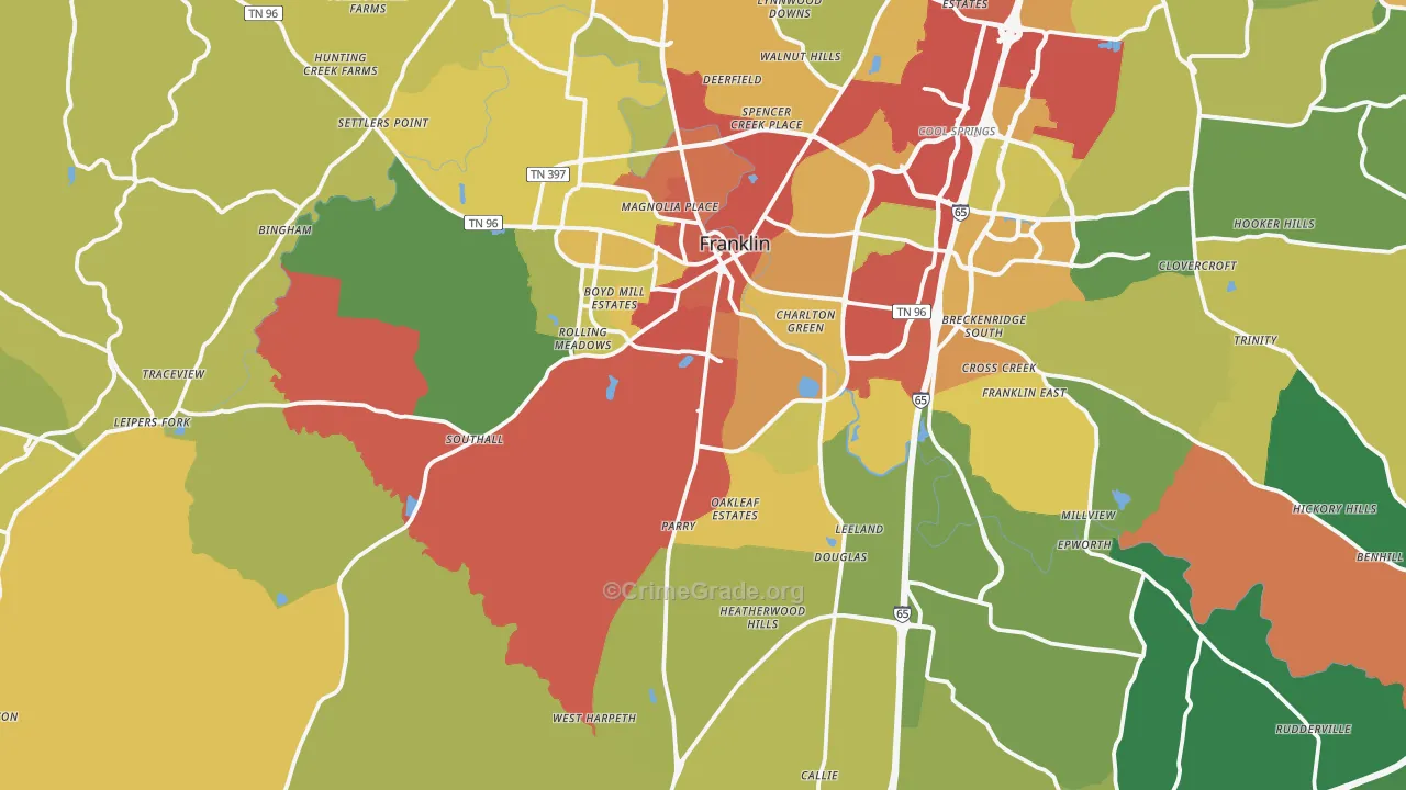 37064, TN Map of Drug-Related Crime Rates
