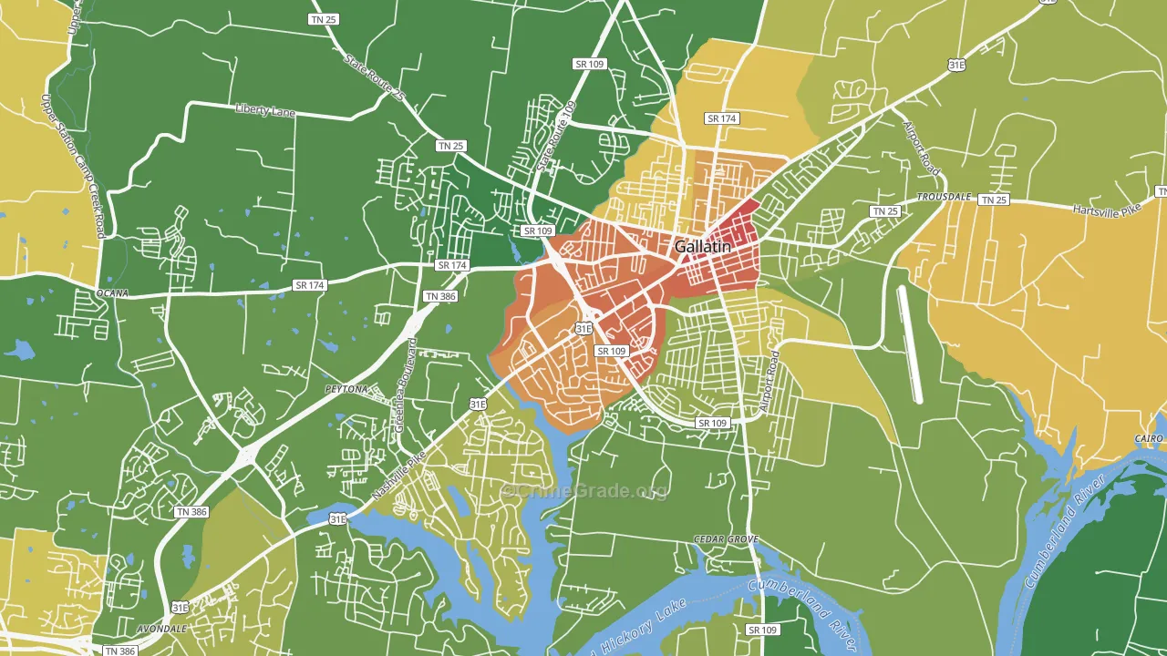 37066, TN Map of Drug-Related Crime Rates