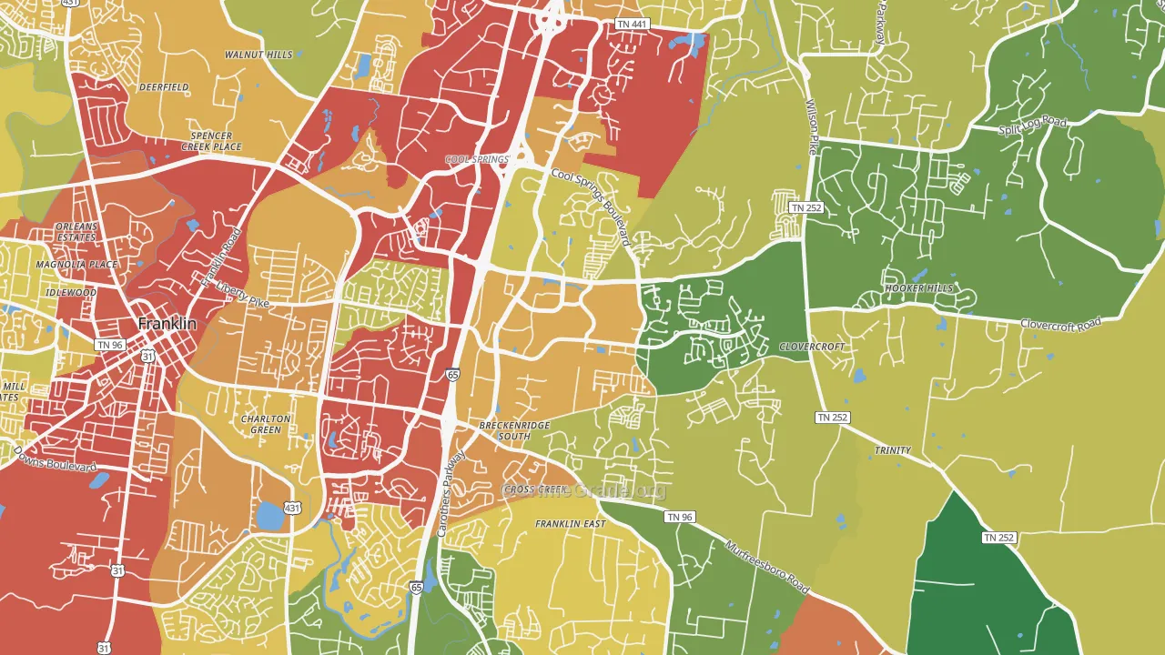 37067, TN Map of Drug-Related Crime Rates