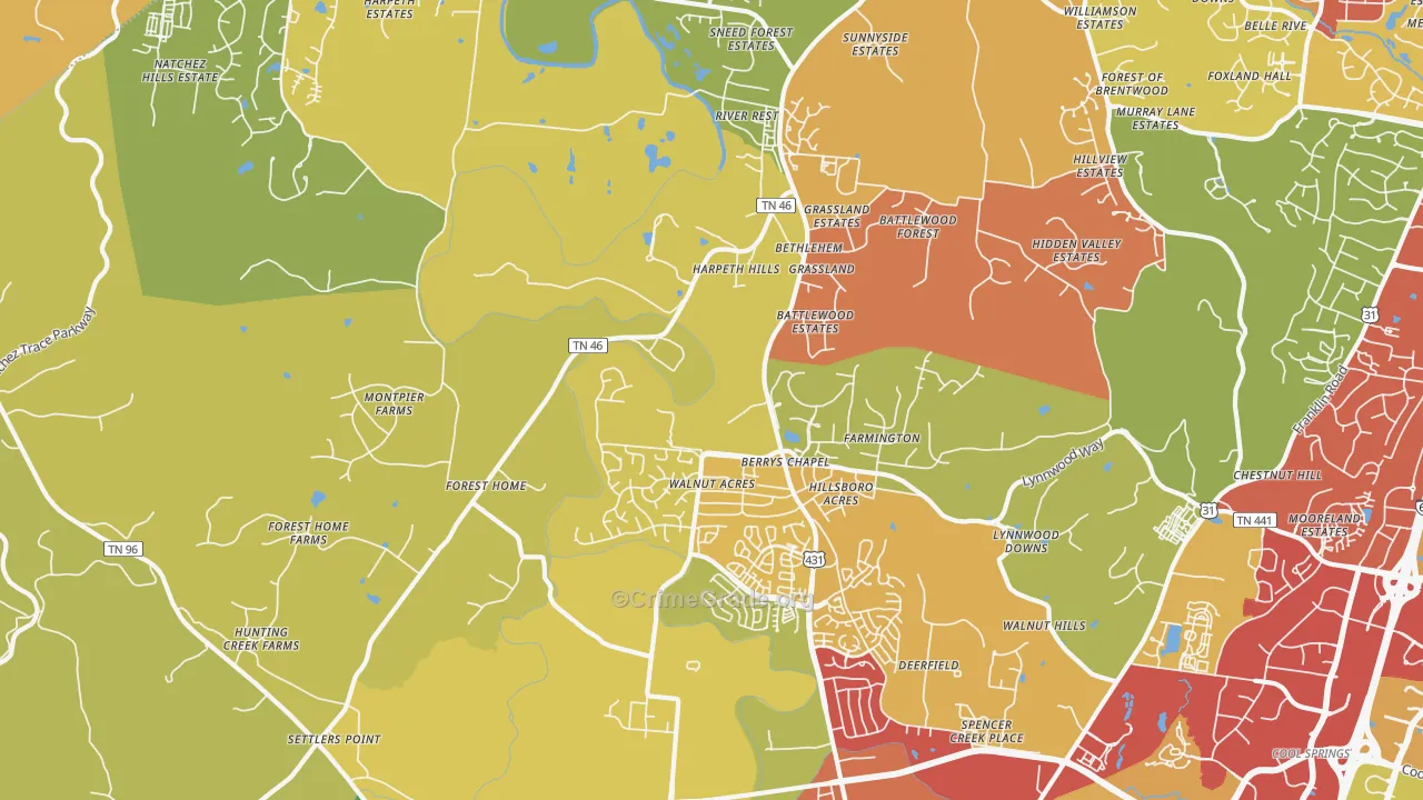 37069, TN Map of Drug-Related Crime Rates
