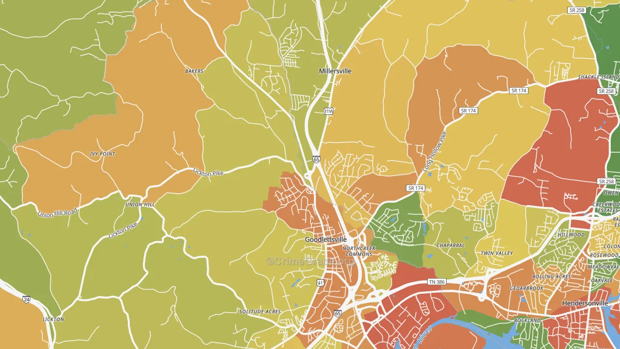 37072, TN Map of Drug-Related Crime Rates