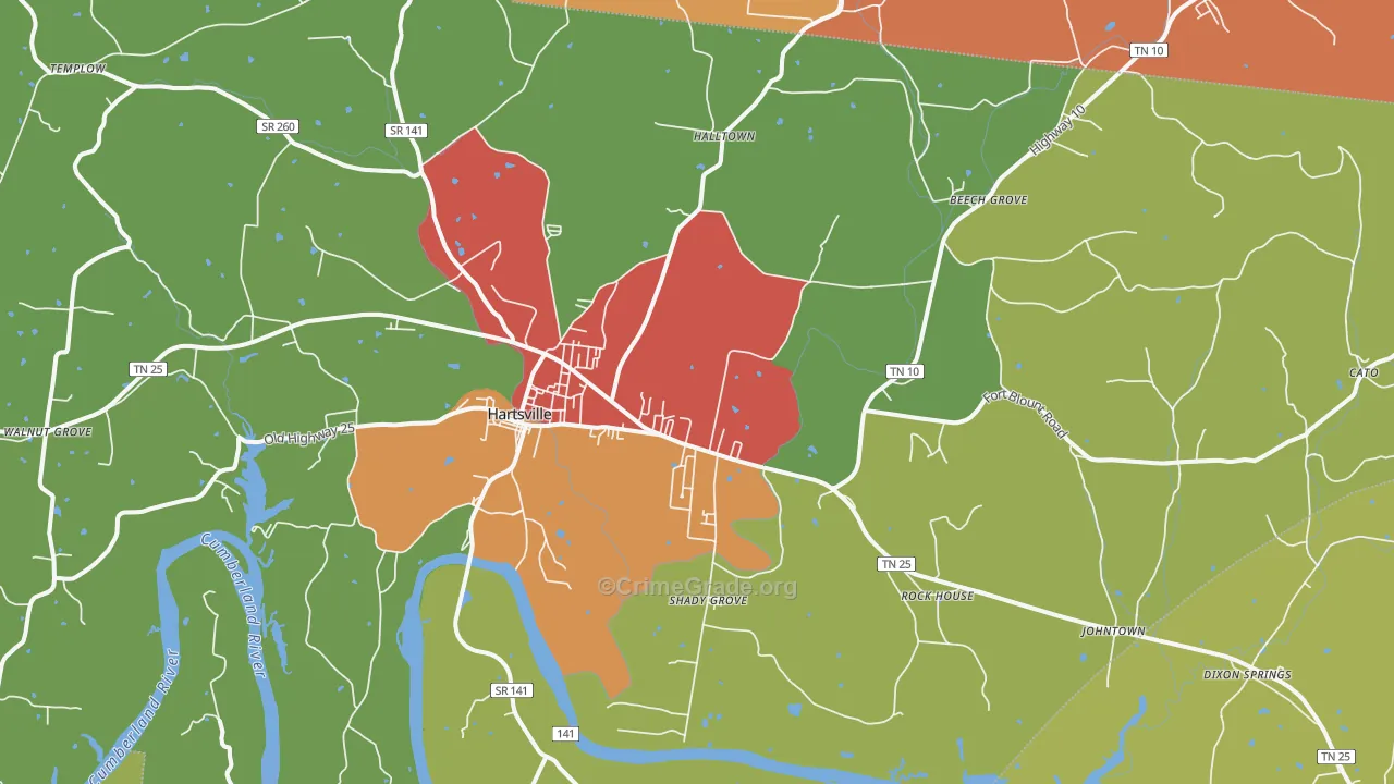 37074, TN Map of Drug-Related Crime Rates