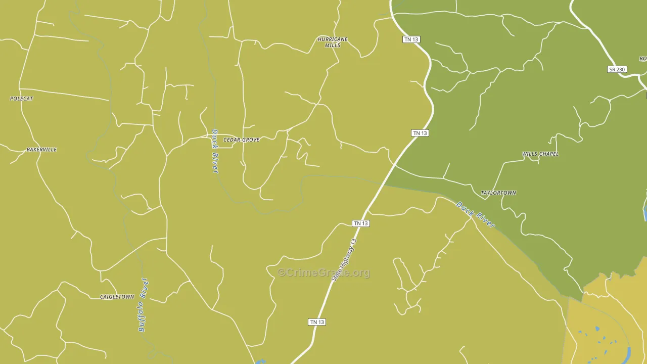 37078, TN Map of Drug-Related Crime Rates