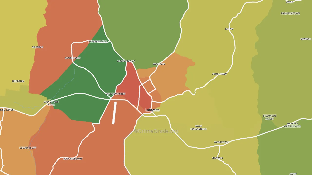 37083, TN Map of Drug-Related Crime Rates