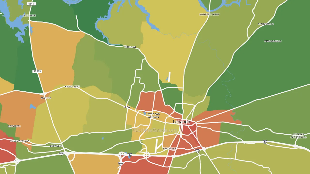 37087, TN Map of Drug-Related Crime Rates