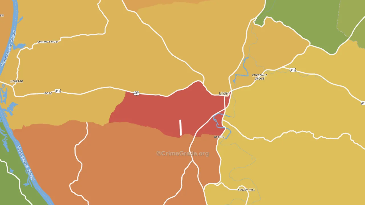 37096, TN Map of Drug-Related Crime Rates