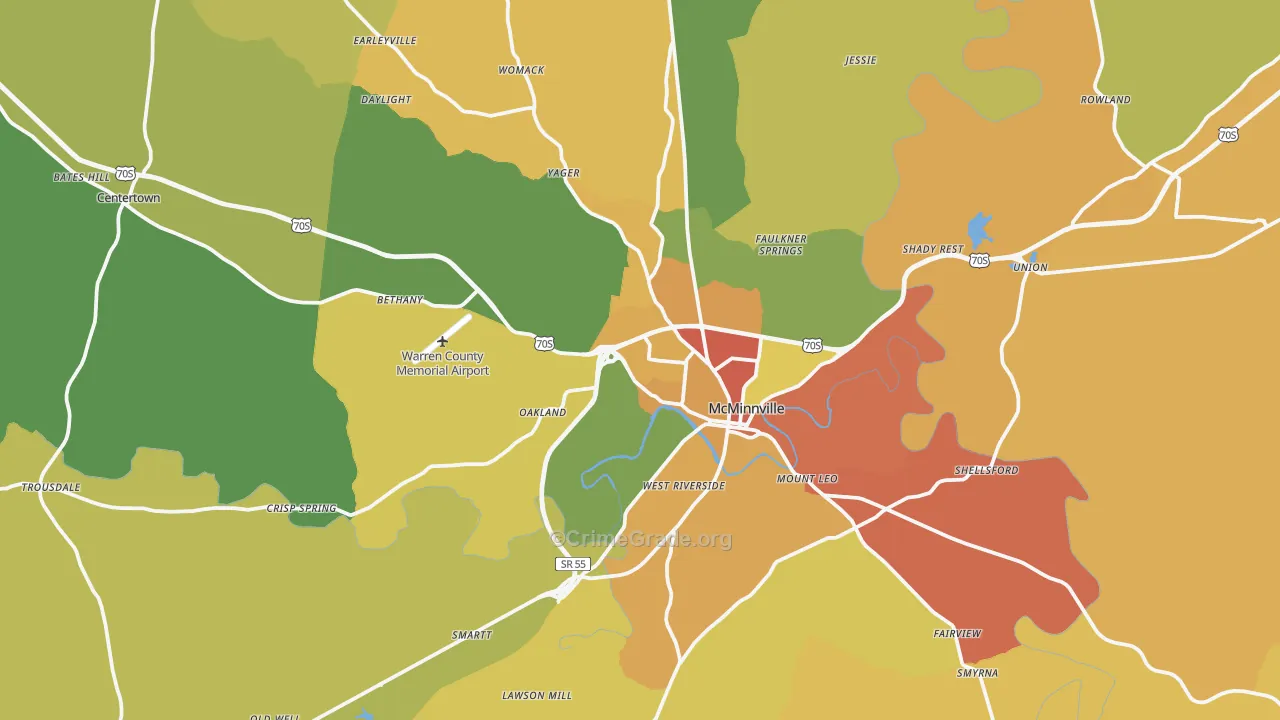 37110, TN Map of Drug-Related Crime Rates