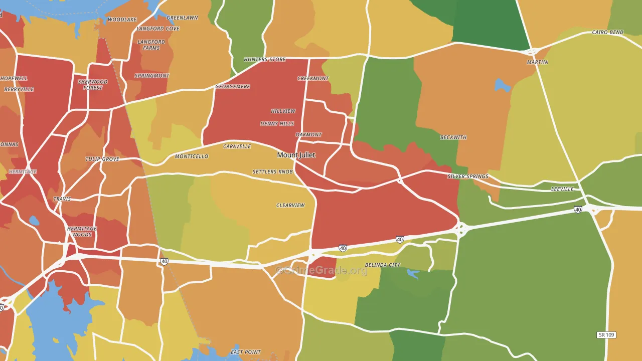 37122, TN Map of Drug-Related Crime Rates