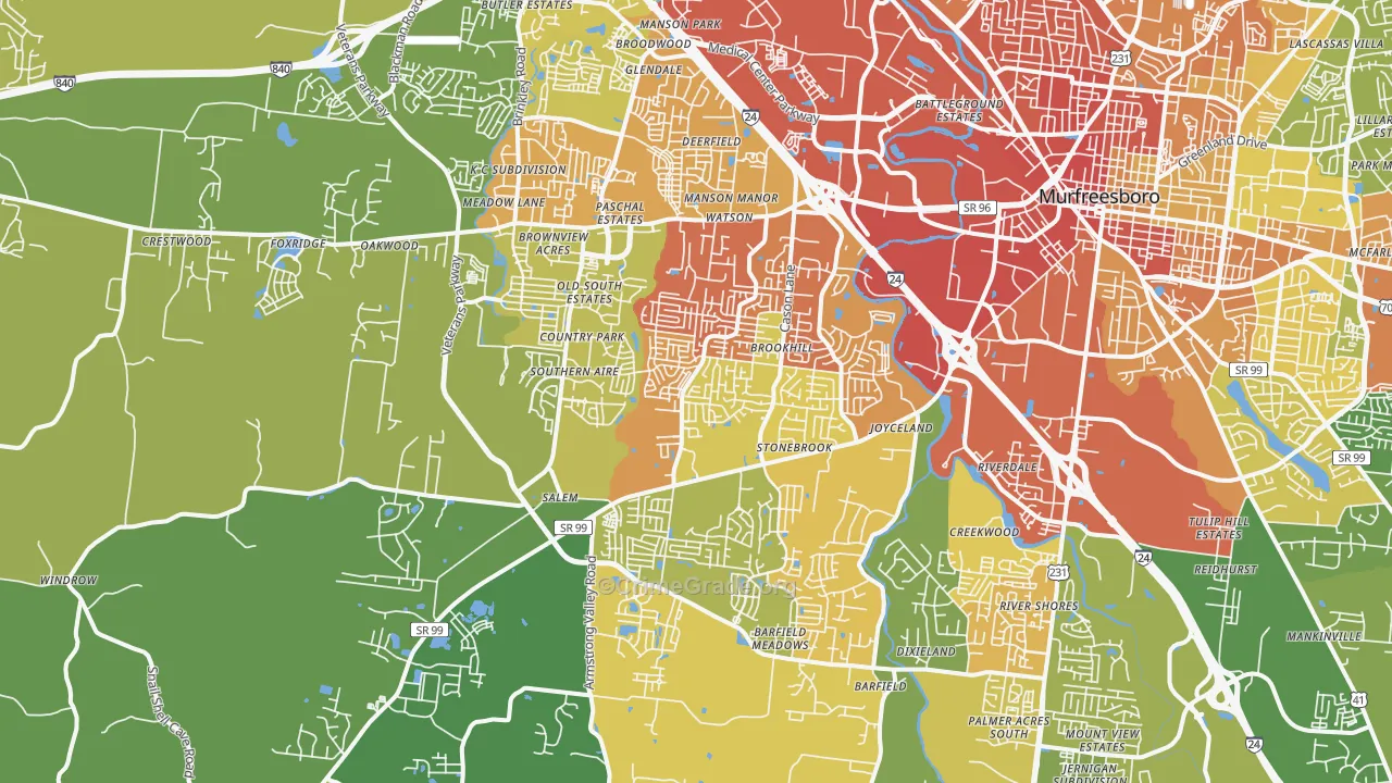 37128, TN Map of Drug-Related Crime Rates