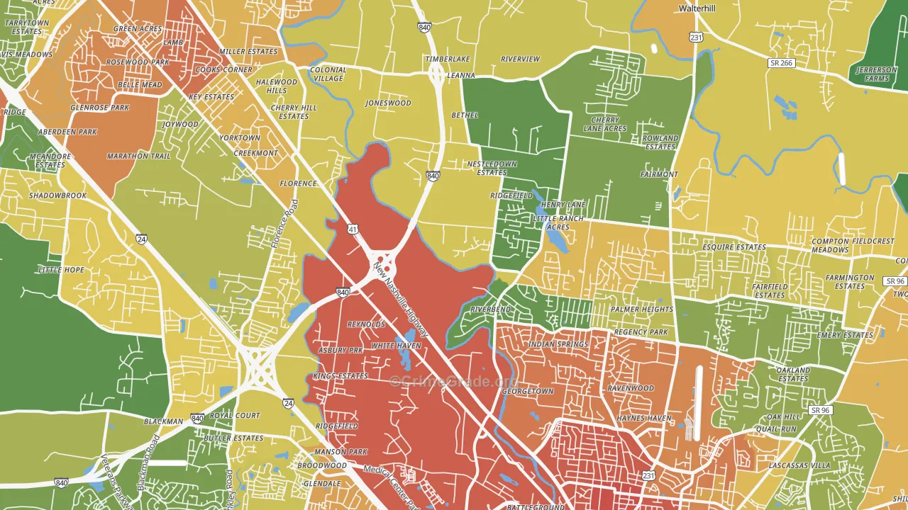 37129, TN Map of Drug-Related Crime Rates
