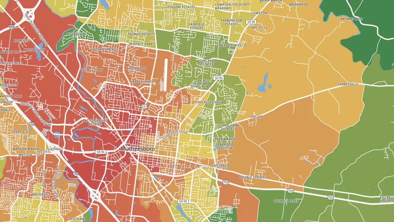 37130, TN Map of Drug-Related Crime Rates