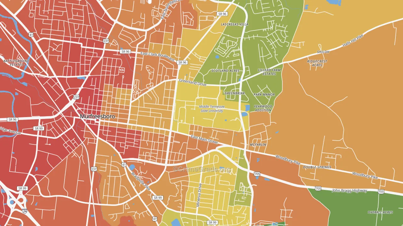 37132, TN Map of Drug-Related Crime Rates