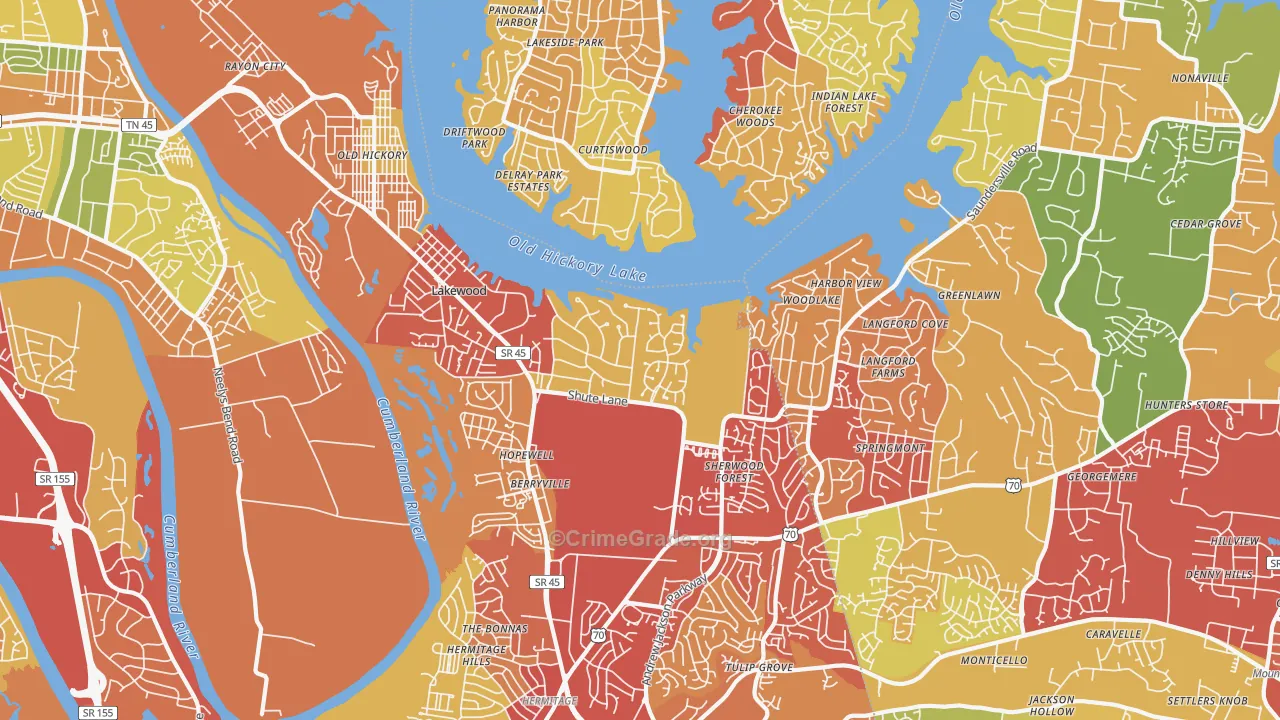 37138, TN Map of Drug-Related Crime Rates