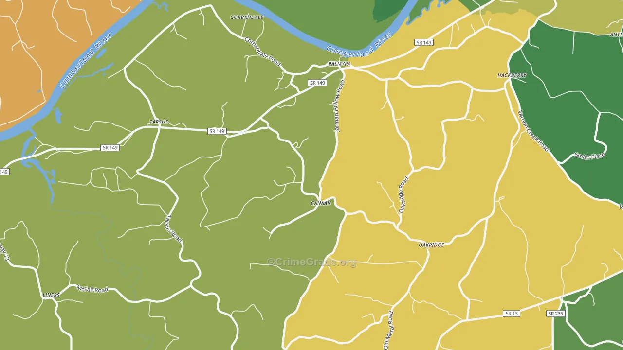37142, TN Map of Drug-Related Crime Rates