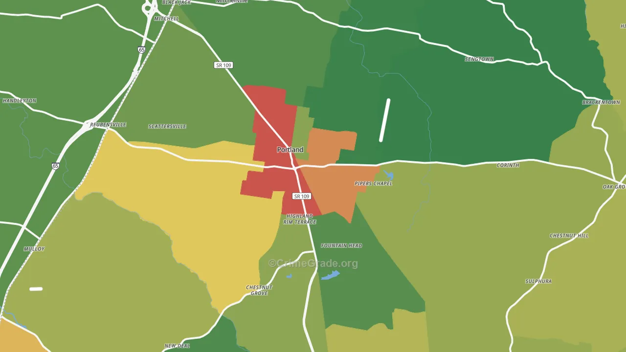 37148, TN Map of Drug-Related Crime Rates