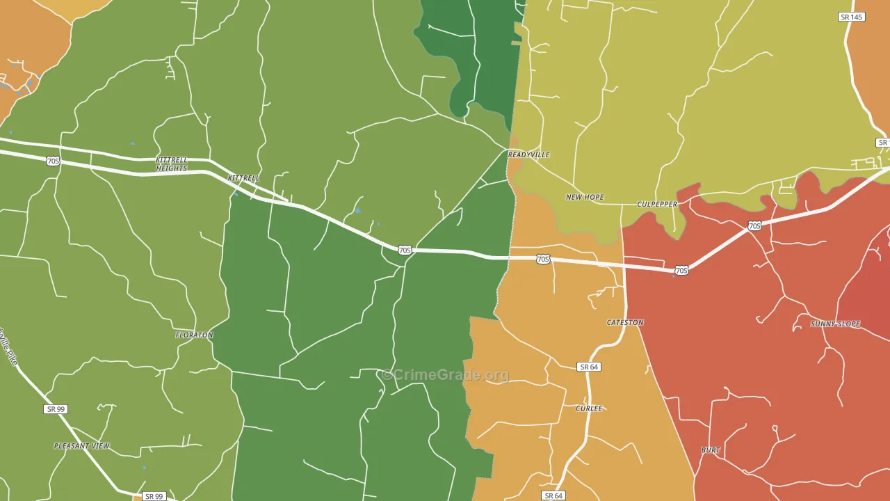 37149, TN Map of Drug-Related Crime Rates