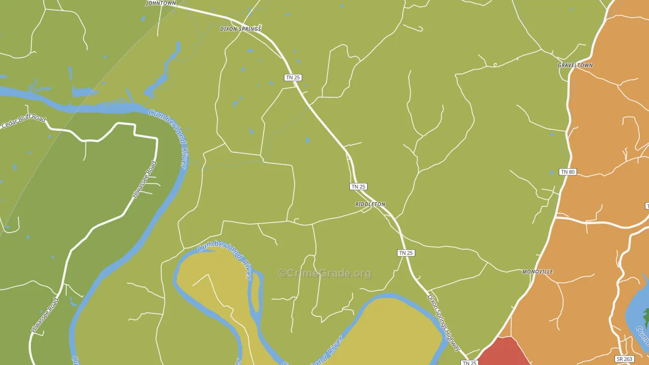 37151, TN Map of Drug-Related Crime Rates