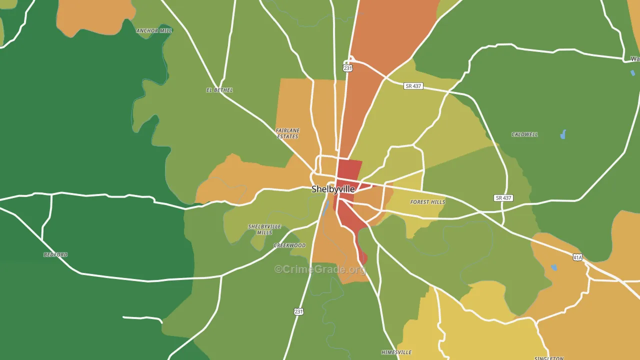 37160, TN Map of Drug-Related Crime Rates