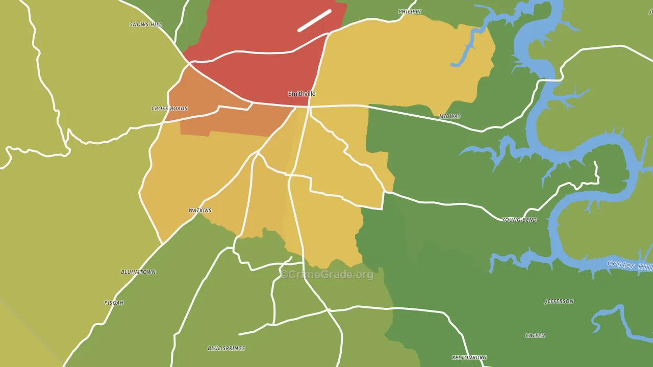 37166, TN Map of Drug-Related Crime Rates