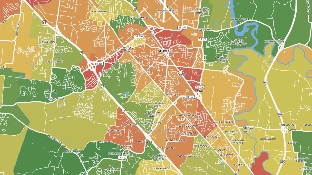 37167, TN Map of Drug-Related Crime Rates