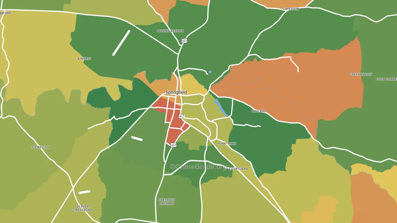 37172, TN Map of Drug-Related Crime Rates
