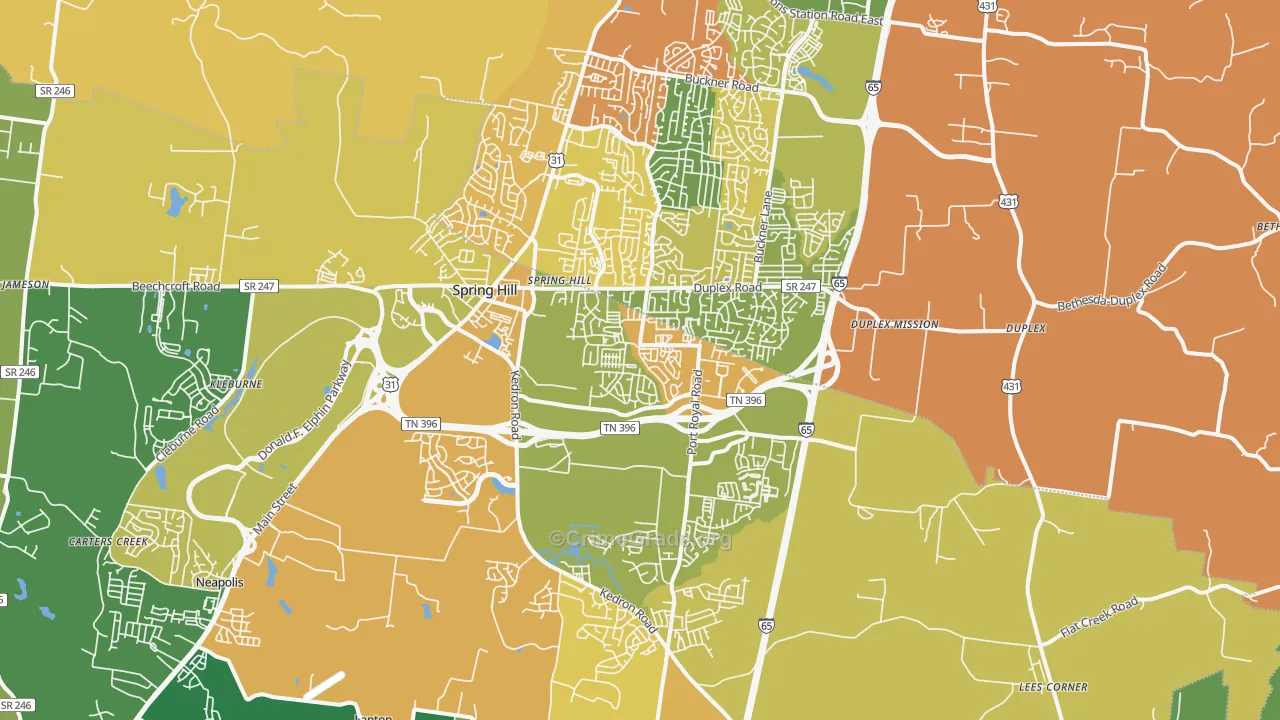 37174, TN Map of Drug-Related Crime Rates