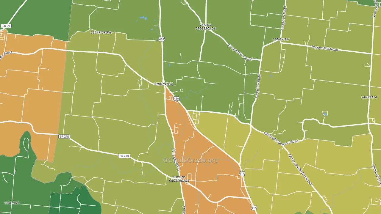 37180, TN Map of Drug-Related Crime Rates